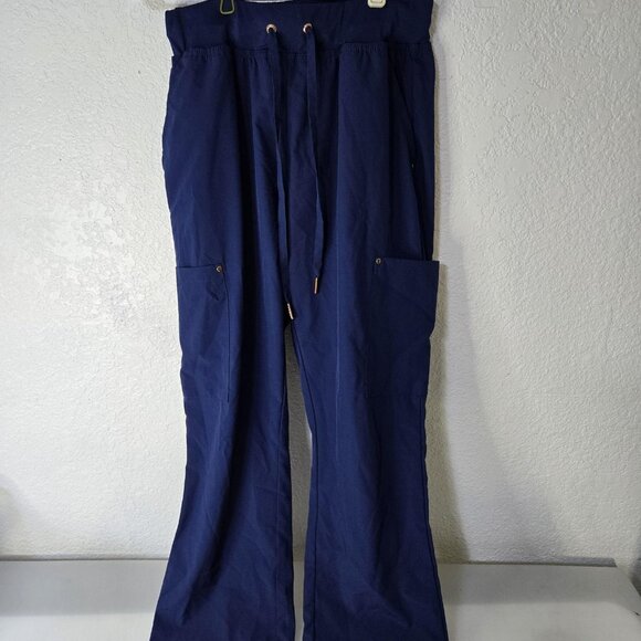 Zinnia Pants Womens XS Navy Blue Wide Leg Stretch Drawstring Pockets Comfort - Picture 1 of 11